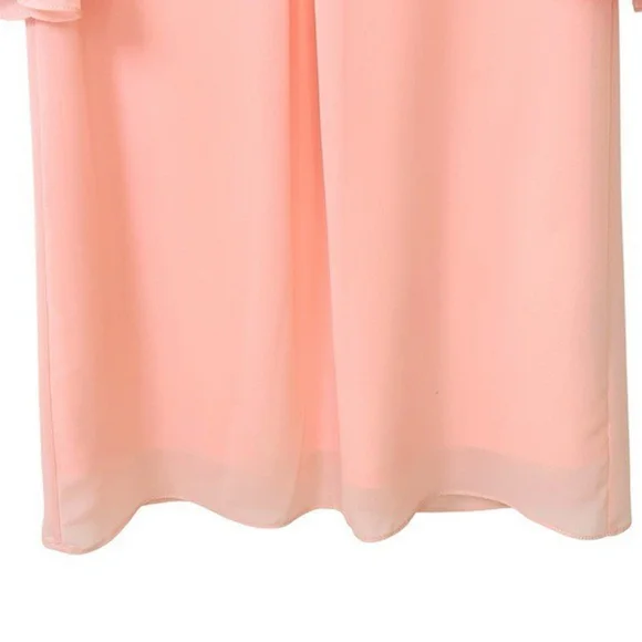 Y2K Ally B. Dainty Feminine Pink PolyChiffon Dress S Bow Bell Sleeve Fairy - Picture 5 of 10